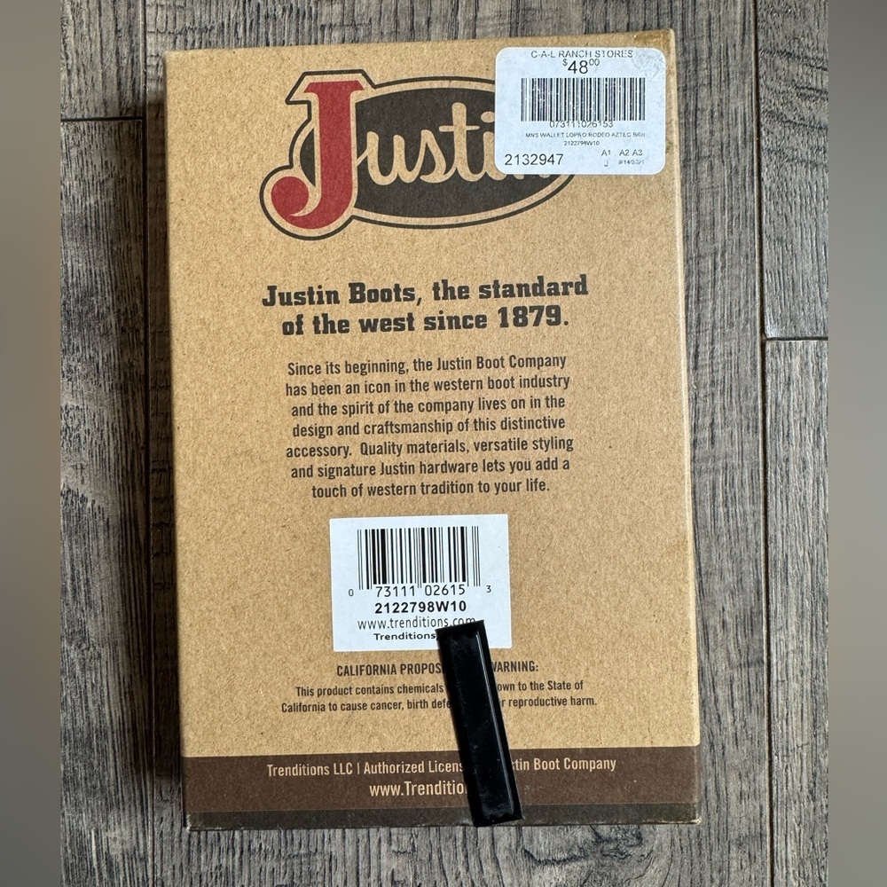 Justin Low Profile Rodeo Wallet Tooled- New In Box - Picture 3 of 6